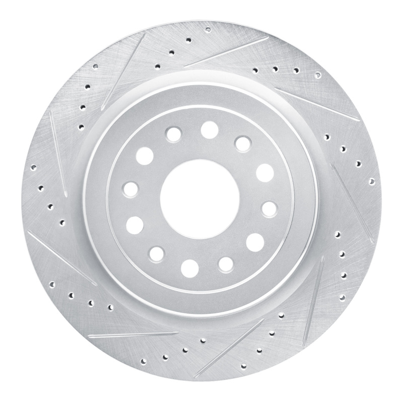 Picture of R1 19-25 Ram 1500 Rear Left Drilled & Slotted Silver Brake Rotor