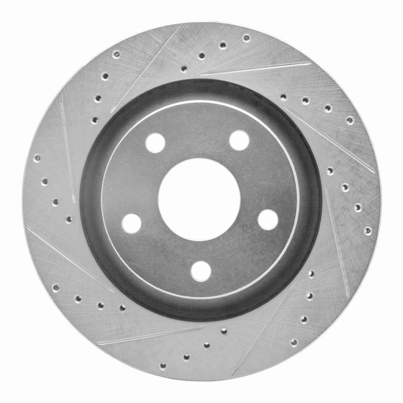 Picture of R1 12-18 Jeep Wrangler Front Left Drilled & Slotted Silver Brake Rotor