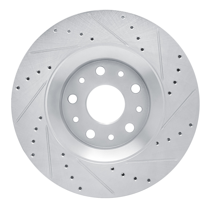Picture of R1 18-25 Jeep Wrangler Front Left Drilled & Slotted Silver Brake Rotor