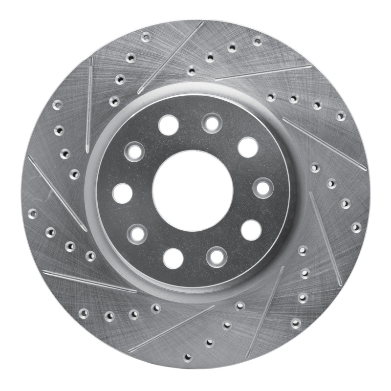Picture of R1 18-25 Jeep Wrangler Front Left Drilled & Slotted Silver Brake Rotor