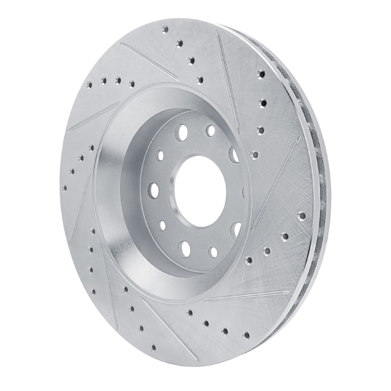Picture of R1 18-25 Jeep Wrangler Front Left Drilled & Slotted Silver Brake Rotor