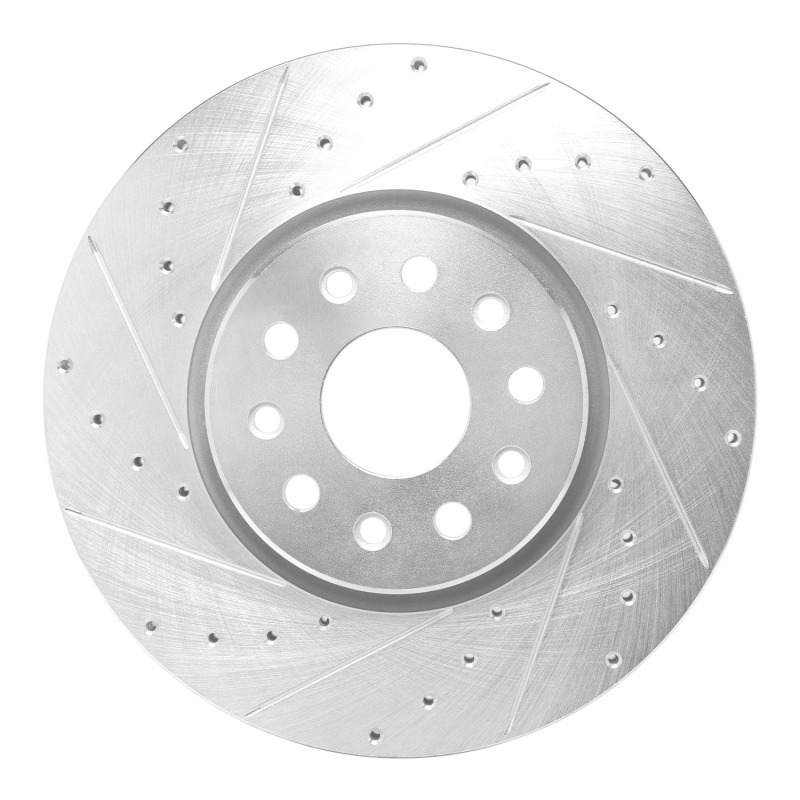 Picture of R1 21-25 Dodge Charger Daytona Front Left Drilled & Slotted Silver Brake Rotor
