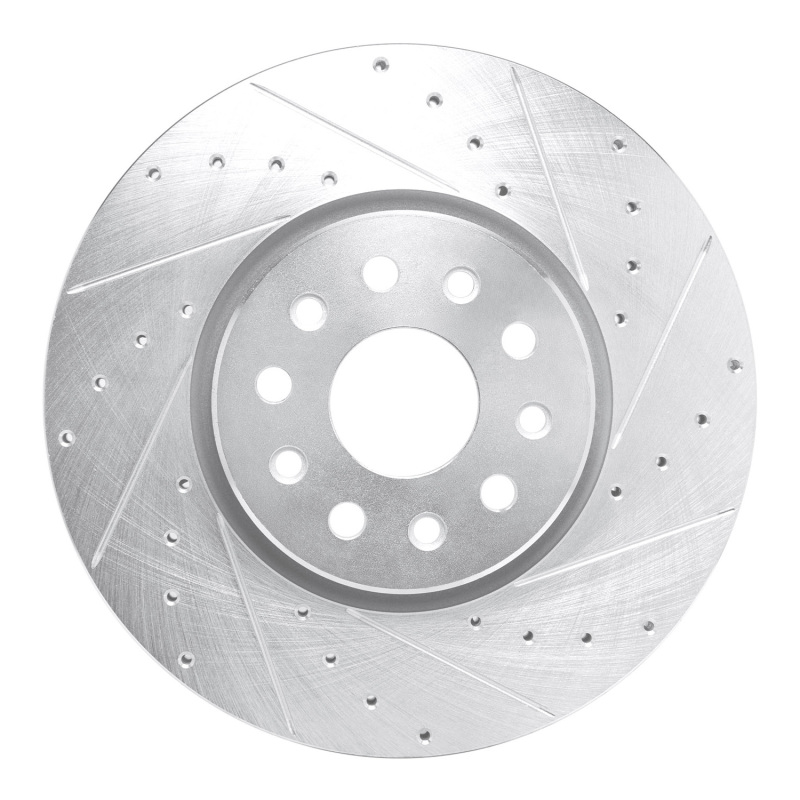 Picture of R1 21-25 Dodge Charger Daytona Front Right Drilled & Slotted Silver Brake Rotor
