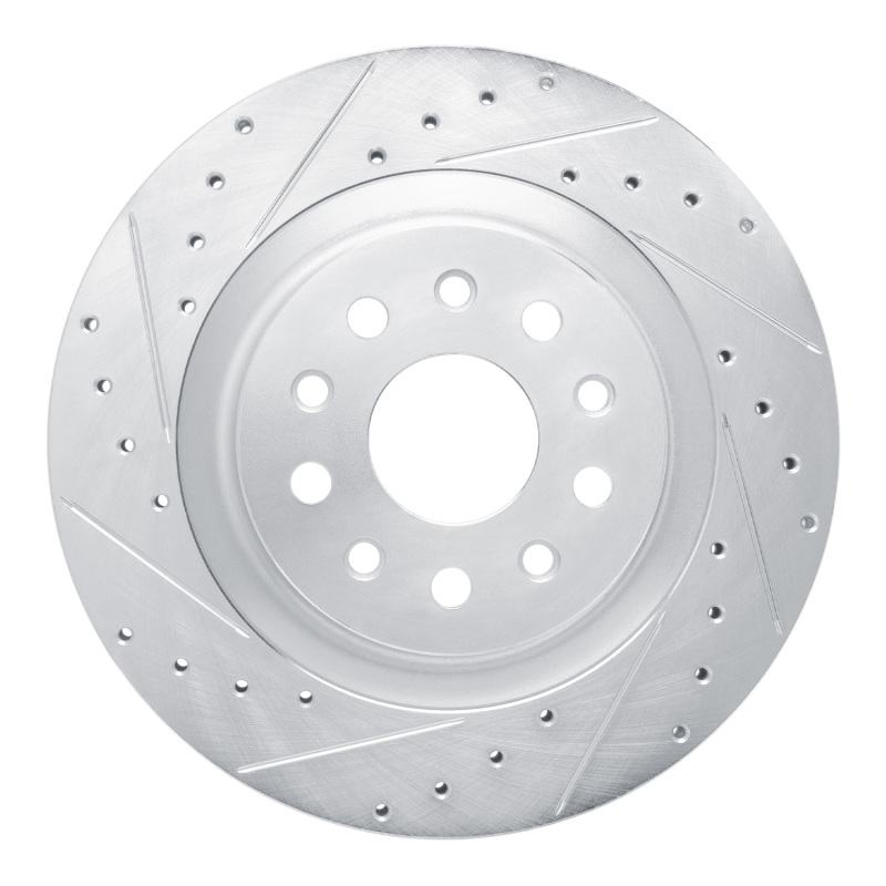 Picture of R1 21-25 Dodge Charger Daytona Rear Left Drilled & Slotted Silver Brake Rotor