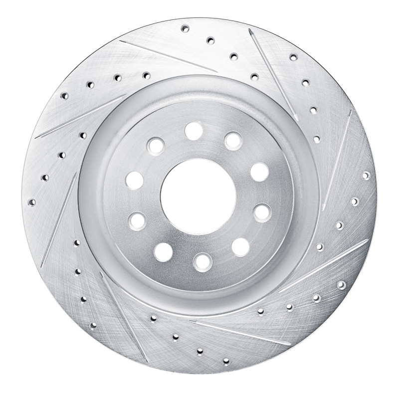 Picture of R1 21-25 Dodge Charger Daytona Rear Right Drilled & Slotted Silver Brake Rotor
