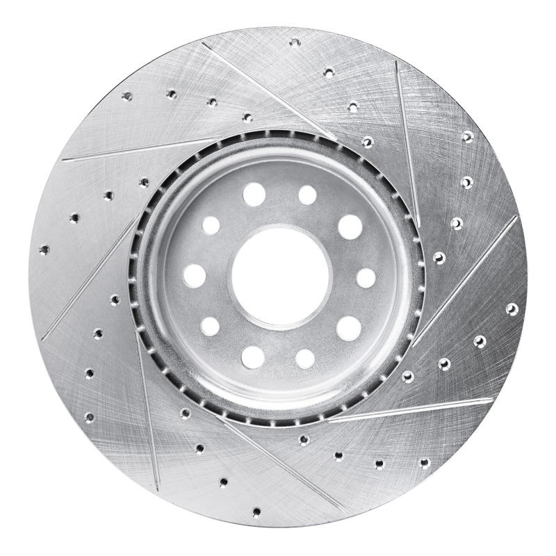 Picture of R1 21-25 Dodge Charger Daytona Front Left Drilled & Slotted Silver Brake Rotor
