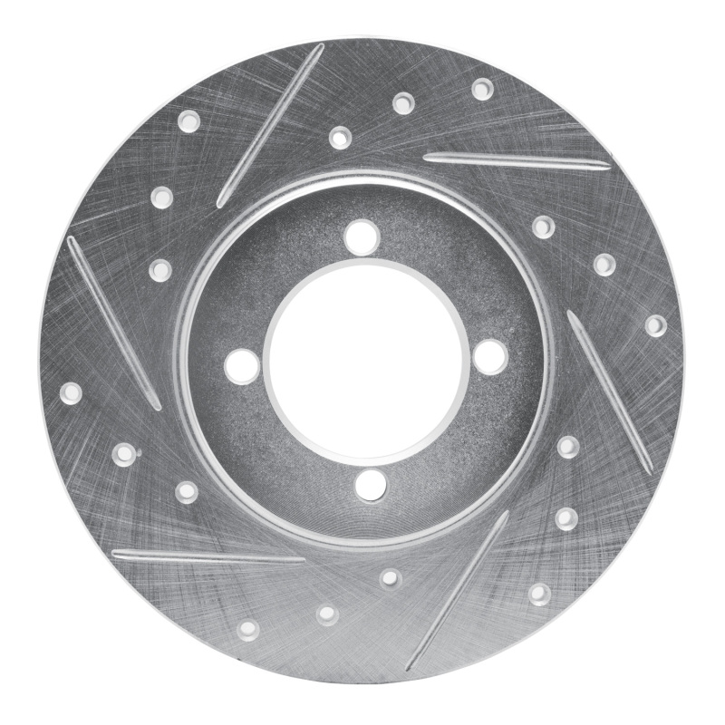 Picture of R1 74-87 Dodge COLT Front Left Drilled & Slotted Silver Brake Rotor