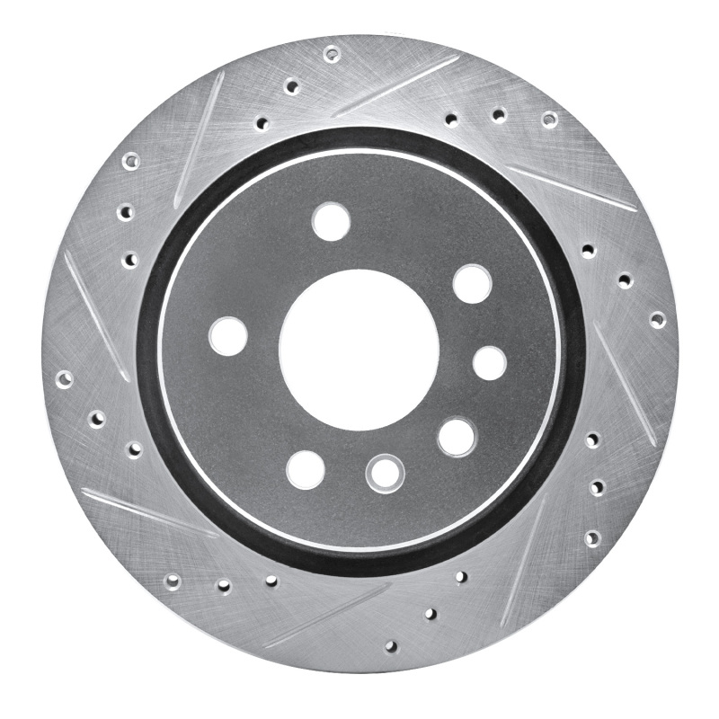 Picture of RNC Brake Rotor - Drill & Slot - R1 01-01 Cadillac CATERA Rear Left Drilled & Slotted Silver Brake Rotor rnc631-46002L