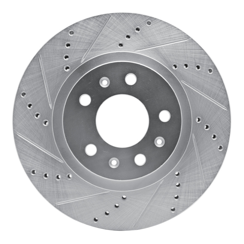 Picture of RNC Brake Rotor - Drill & Slot - R1 03-07 Cadillac CTS Front Left Drilled & Slotted Silver Brake Rotor rnc631-46012L