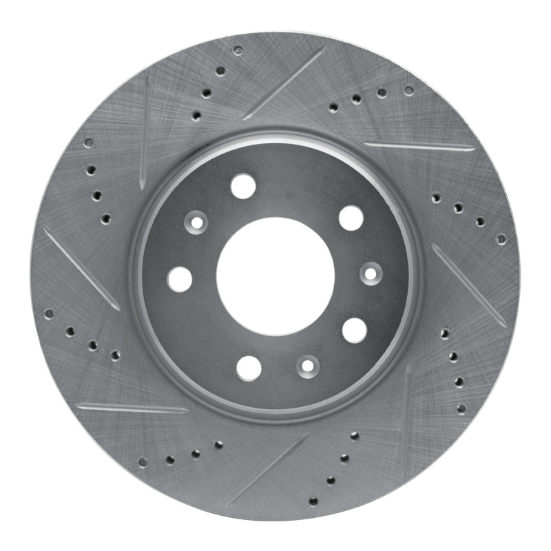 Picture of RNC Brake Rotor - Drill & Slot - R1 03-08 Cadillac CTS Front Left Drilled & Slotted Silver Brake Rotor rnc631-46013L
