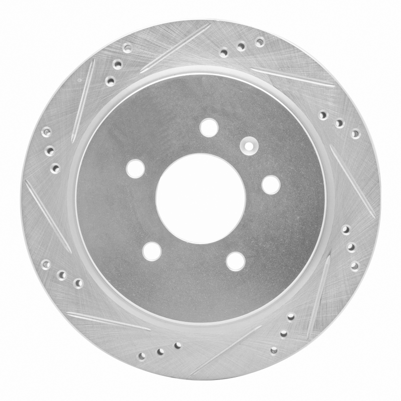 Picture of RNC Brake Rotor - Drill & Slot - R1 03-11 Cadillac CTS Rear Left Drilled & Slotted Silver Brake Rotor rnc631-46014L