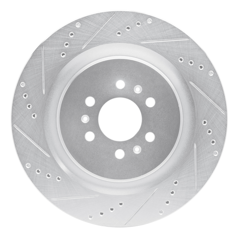 Picture of RNC Brake Rotor - Drill & Slot - R1 04-11 Cadillac CTS Rear Left Drilled & Slotted Silver Brake Rotor rnc631-46016L