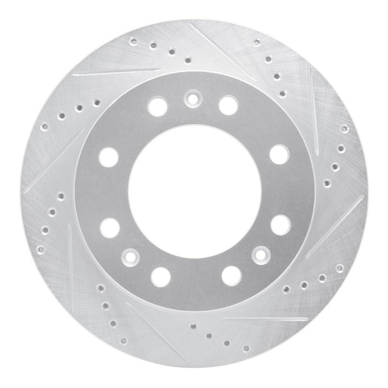Picture of RNC Brake Rotor - Drill & Slot - R1 06-11 Cadillac DTS Front Right Drilled & Slotted Silver Brake Rotor rnc631-46023R