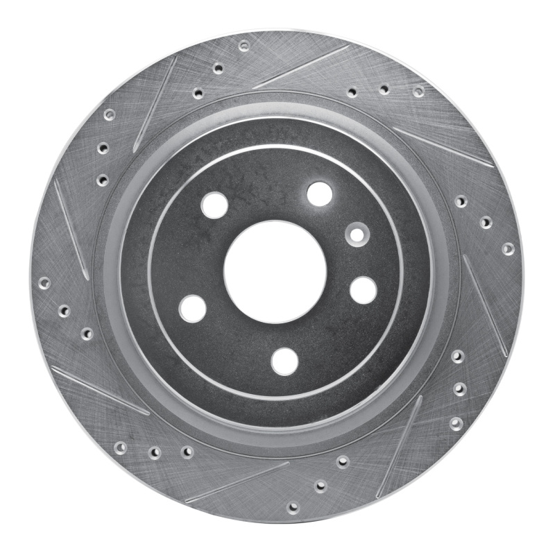 Picture of RNC Brake Rotor - Drill & Slot - R1 08-14 Cadillac CTS Rear Left Drilled & Slotted Silver Brake Rotor rnc631-46026L