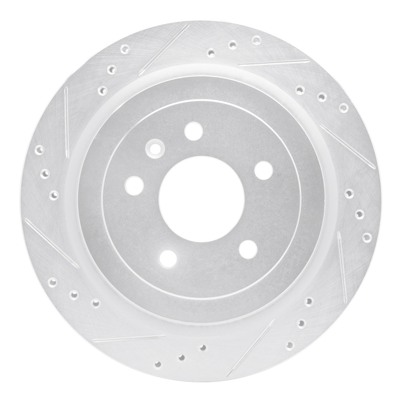 Picture of RNC Brake Rotor - Drill & Slot - R1 13-19 Cadillac ATS Rear Left Drilled & Slotted Silver Brake Rotor rnc631-46032L