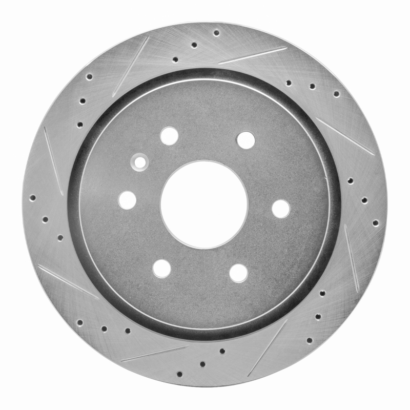 Picture of RNC Brake Rotor - Drill & Slot - R1 13-19 Cadillac XTS Rear Left Drilled & Slotted Silver Brake Rotor rnc631-46034L