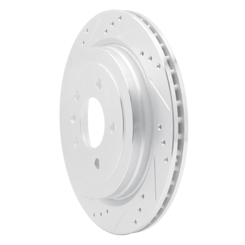 Picture of RNC Brake Rotor - Drill & Slot - R1 13-19 Cadillac ATS Rear Left Drilled & Slotted Silver Brake Rotor rnc631-46032L