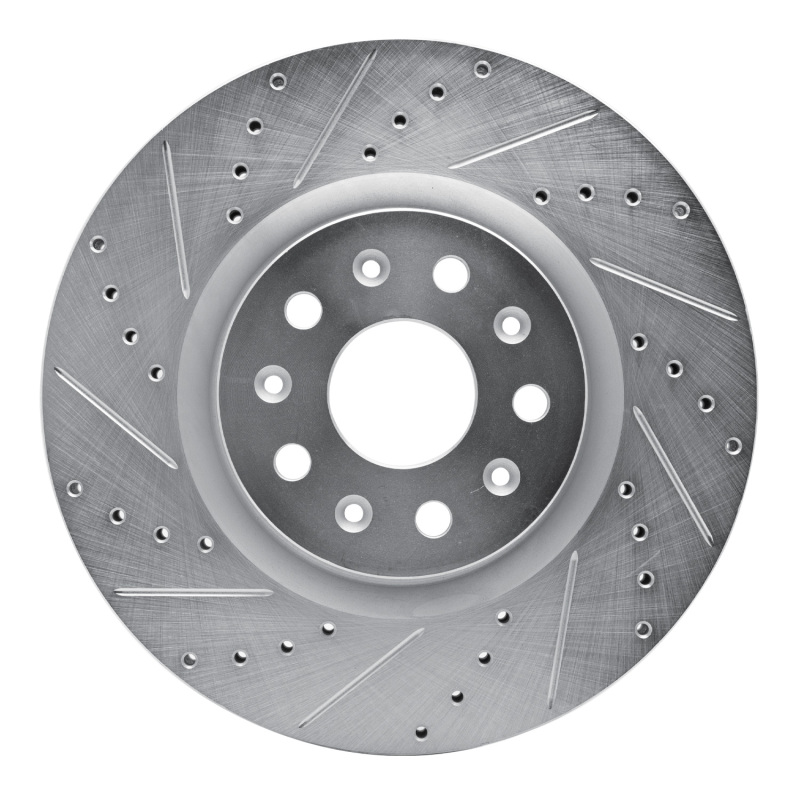 Picture of RNC Brake Rotor - Drill & Slot - R1 14-25 Cadillac CT5 Front Left Drilled & Slotted Silver Brake Rotor rnc631-46036L
