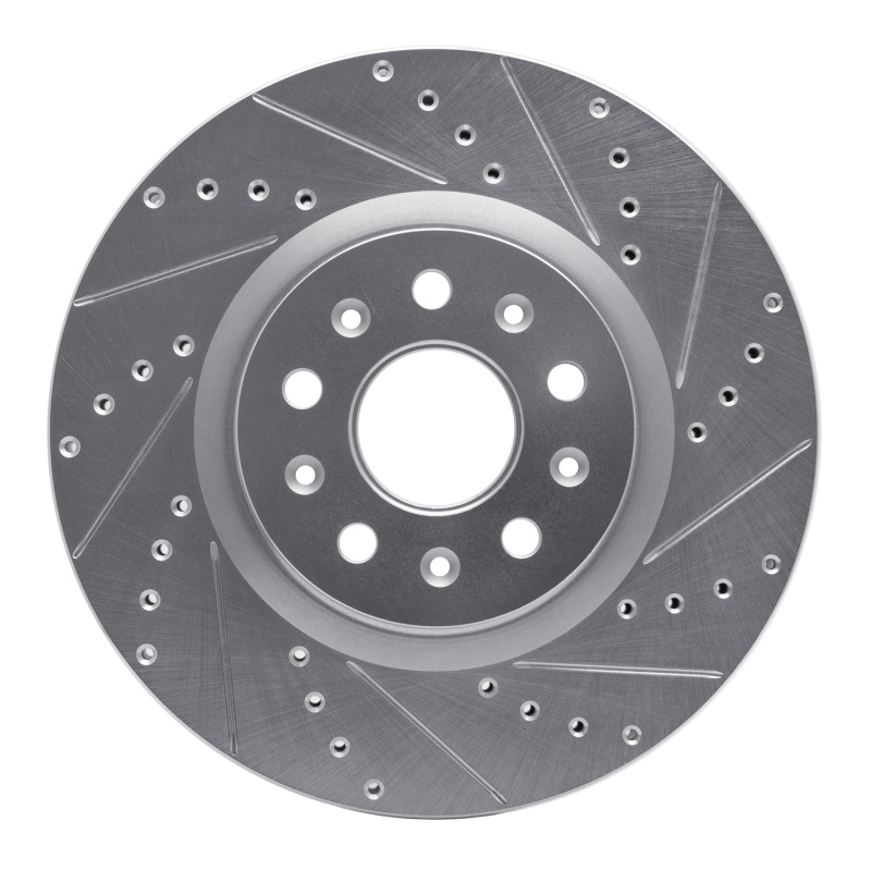 Picture of RNC Brake Rotor - Drill & Slot - R1 14-25 Cadillac CT5 Front Right Drilled & Slotted Silver Brake Rotor rnc631-46036R