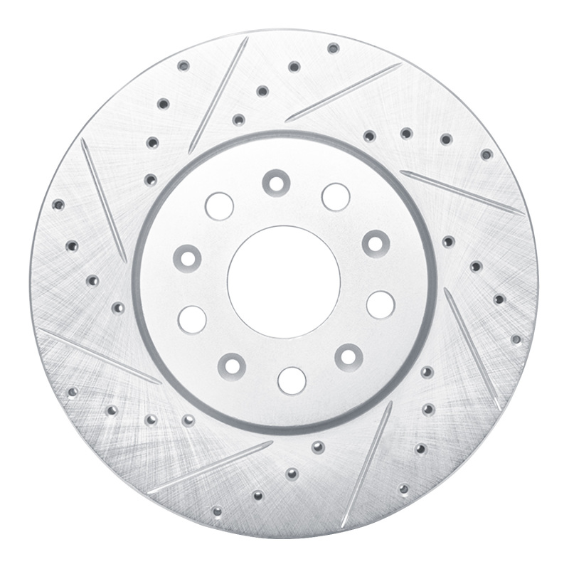 Picture of RNC Brake Rotor - Drill & Slot - R1 14-20 Cadillac CT6 Front Left Drilled & Slotted Silver Brake Rotor rnc631-46038L