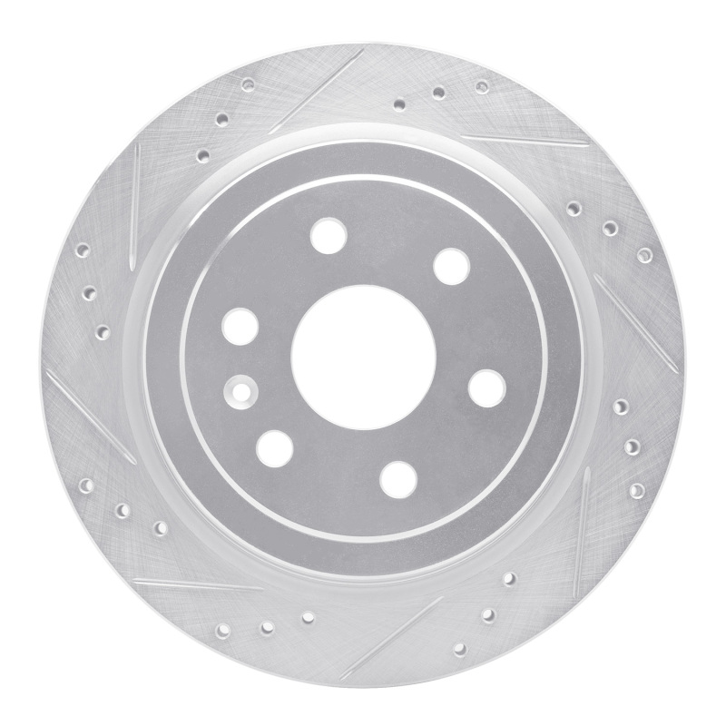 Picture of RNC Brake Rotor - Drill & Slot - R1 10-16 Cadillac SRX Rear Left Drilled & Slotted Silver Brake Rotor rnc631-46045L