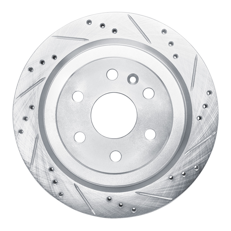 Picture of RNC Brake Rotor - Drill & Slot - R1 10-16 Cadillac SRX Rear Right Drilled & Slotted Silver Brake Rotor rnc631-46045R