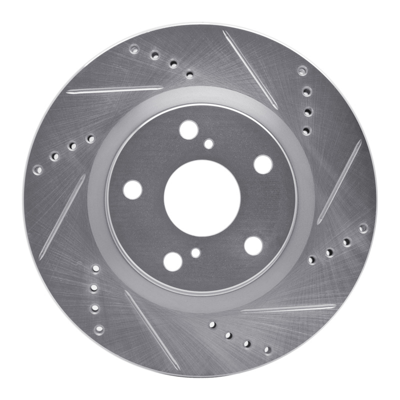 Picture of RNC Brake Rotor - Drill & Slot - R1 19-20 Cadillac CT6 Front Right Drilled & Slotted Silver Brake Rotor rnc631-46064R