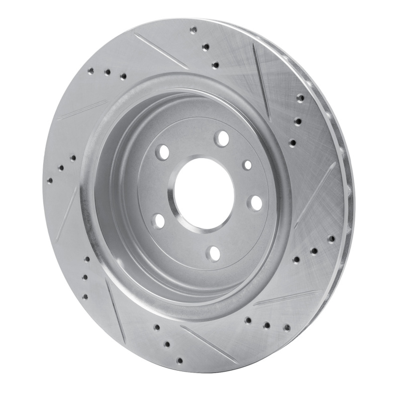 Picture of RNC Brake Rotor - Drill & Slot - R1 14-19 Chevrolet Corvette Rear Left Drilled & Slotted Silver Brake Rotor rnc631-47047L
