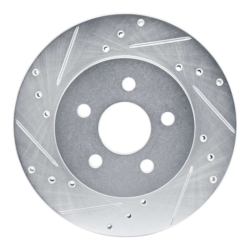 Picture of RNC Brake Rotor - Drill & Slot - R1 88-88 Pontiac Fiero Front Left Rear Left Drilled & Slotted Silver Brake Rotor rnc631-52009L
