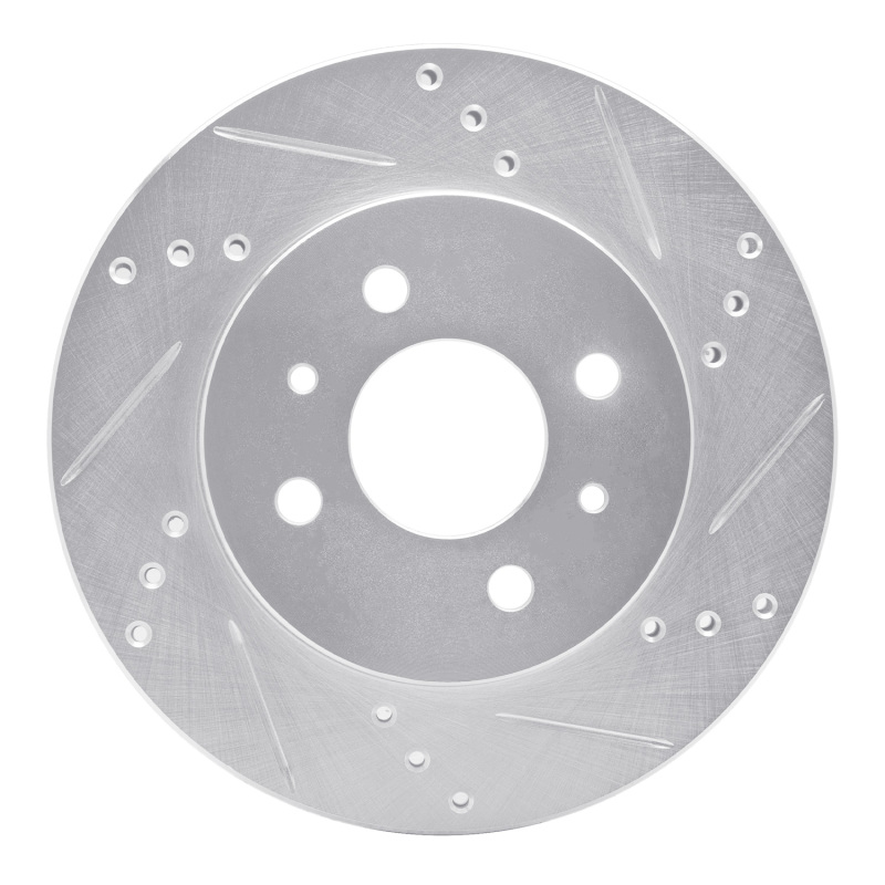 Picture of RNC Brake Rotor - Drill & Slot - R1 91-02 Saturn SC Front Right Drilled & Slotted Silver Brake Rotor rnc631-53001R