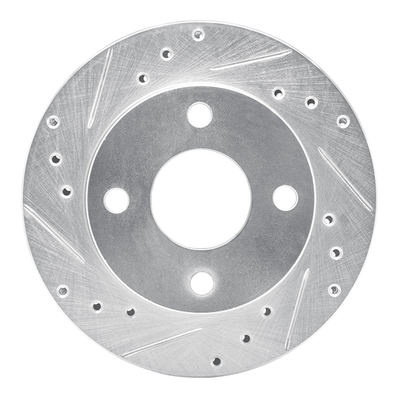 Picture of RNC Brake Rotor - Drill & Slot - R1 81-94 Ford Escort Front Left Drilled & Slotted Silver Brake Rotor rnc631-54007L