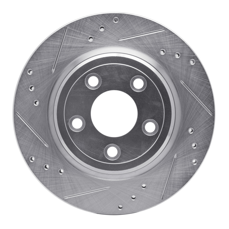 Picture of RNC Brake Rotor - Drill & Slot - R1 00-06 Ford Thunderbird Rear Left Drilled & Slotted Silver Brake Rotor rnc631-54046L