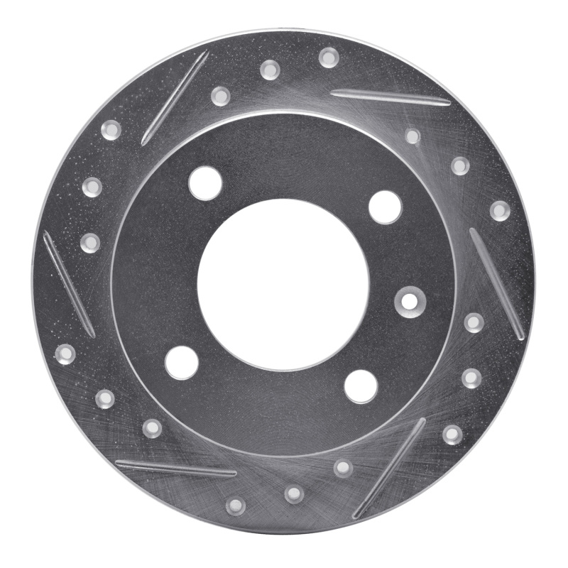 Picture of RNC Brake Rotor - Drill & Slot - R1 78-80 Ford Fiesta (USA/Canada) Front Left Drilled & Slotted Silver Brake Rotor rnc631-54048L