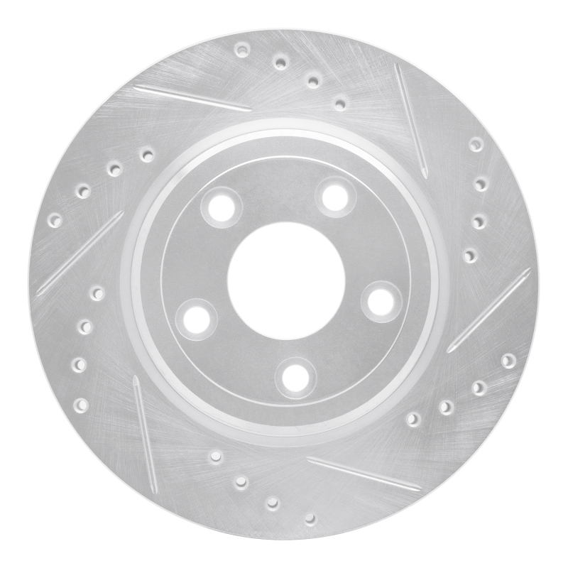 Picture of RNC Brake Rotor - Drill & Slot - R1 00-06 Ford Thunderbird Rear Right Drilled & Slotted Silver Brake Rotor rnc631-54046R