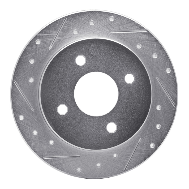 Picture of RNC Brake Rotor - Drill & Slot - R1 01-19 Ford Focus Rear Left Drilled & Slotted Silver Brake Rotor rnc631-54049L