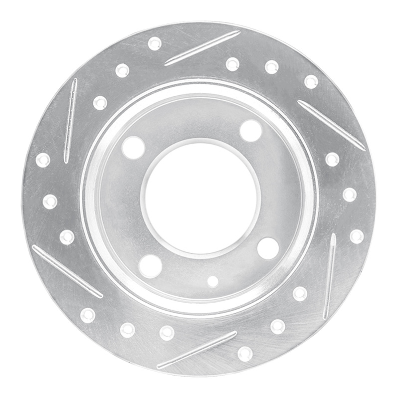 Picture of RNC Brake Rotor - Drill & Slot - R1 78-80 Ford Fiesta (USA/Canada) Front Right Drilled & Slotted Silver Brake Rotor rnc631-54048R