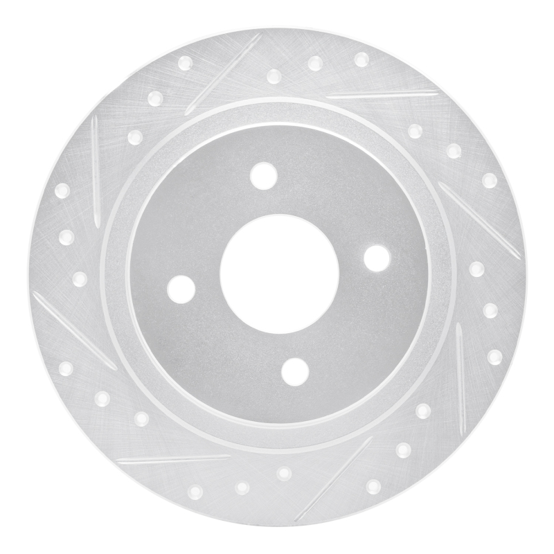 Picture of RNC Brake Rotor - Drill & Slot - R1 02-04 Ford Focus Rear Left Drilled & Slotted Silver Brake Rotor rnc631-54051L