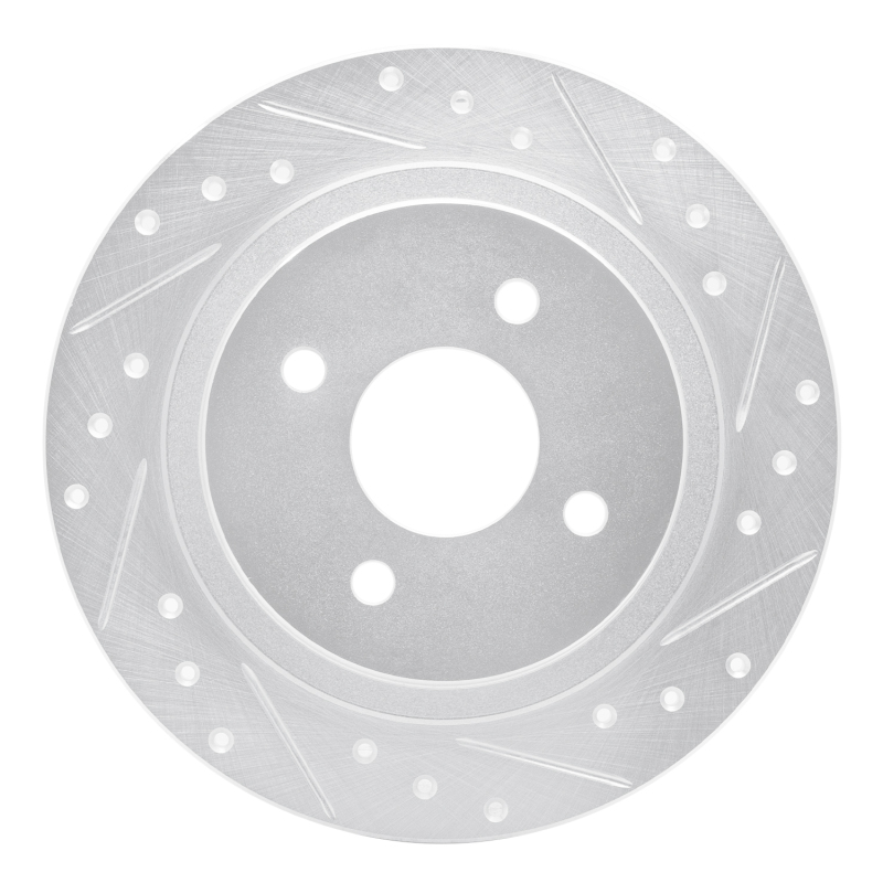 Picture of RNC Brake Rotor - Drill & Slot - R1 02-04 Ford Focus Rear Right Drilled & Slotted Silver Brake Rotor rnc631-54051R