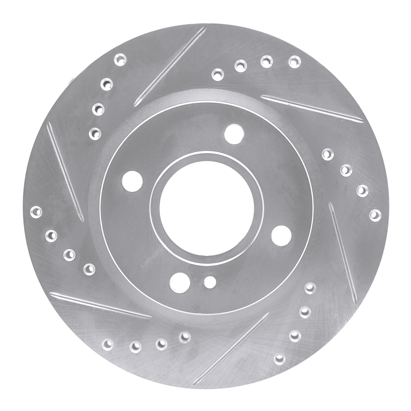 Picture of RNC Brake Rotor - Drill & Slot - R1 11-19 Ford Fiesta (USA/Canada) Front Left Drilled & Slotted Silver Brake Rotor rnc631-54063L