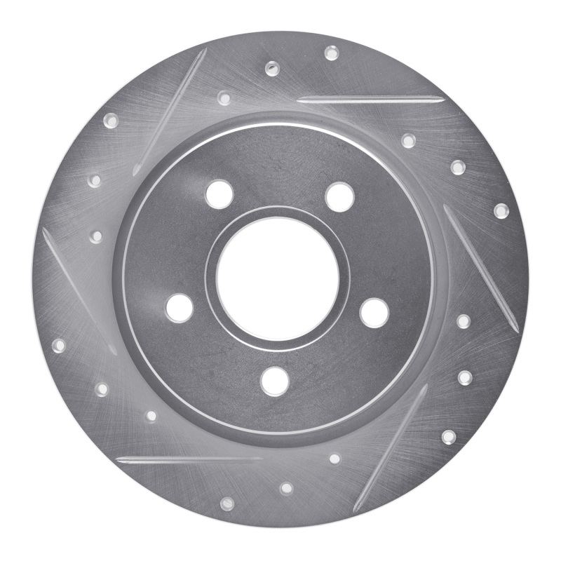 Picture of RNC Brake Rotor - Drill & Slot - R1 12-18 Ford Focus Rear Left Drilled & Slotted Silver Brake Rotor rnc631-54066L