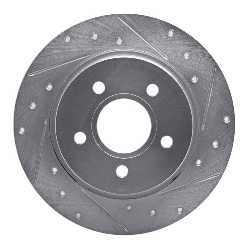 Picture of RNC Brake Rotor - Drill & Slot - R1 12-18 Ford Focus Rear Right Drilled & Slotted Silver Brake Rotor rnc631-54066R