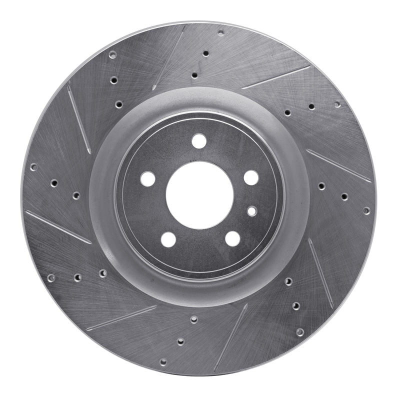 Picture of RNC Brake Rotor - Drill & Slot - R1 13-14 Ford Mustang Front Left Drilled & Slotted Silver Brake Rotor rnc631-54071L