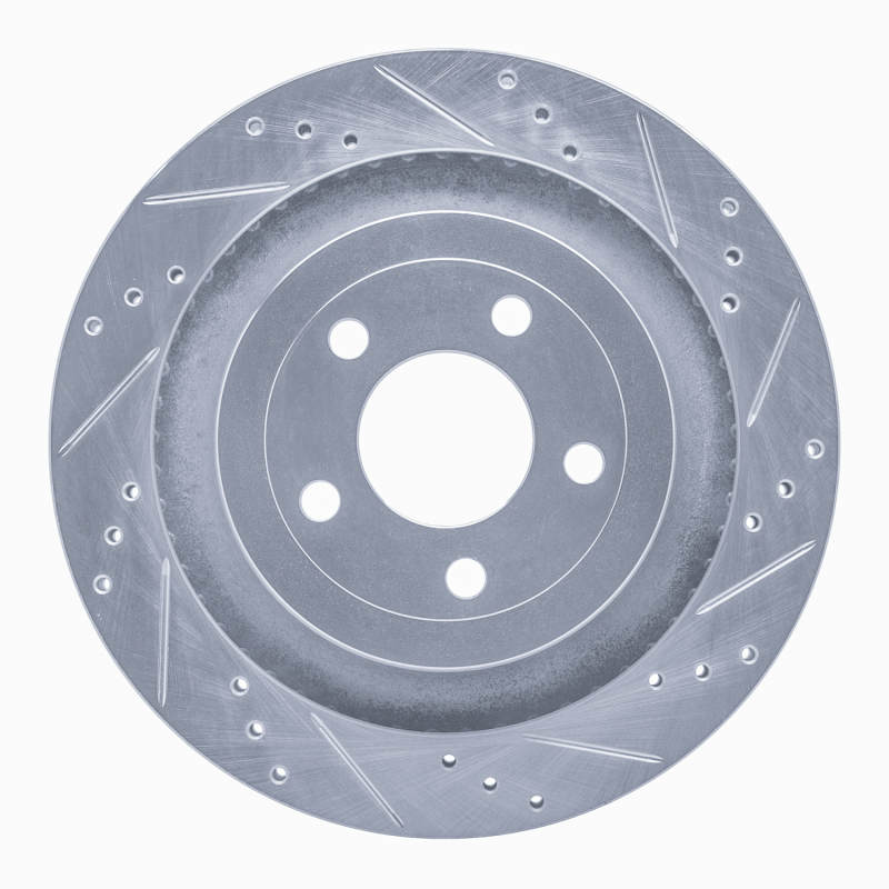 Picture of RNC Brake Rotor - Drill & Slot - R1 15-23 Ford Mustang Rear Right Drilled & Slotted Silver Brake Rotor rnc631-54074R