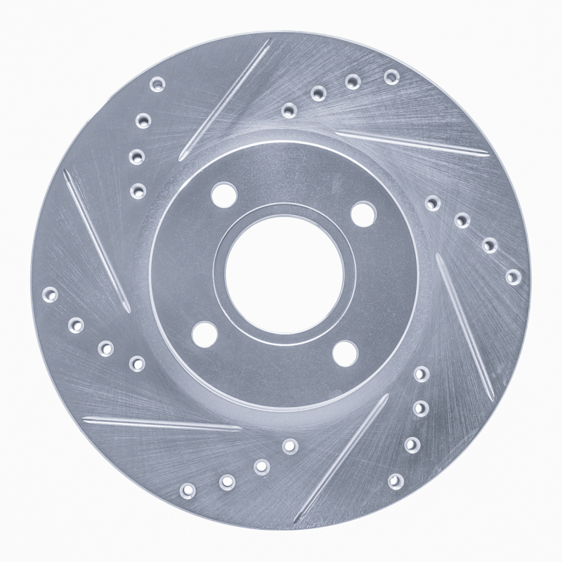 Picture of RNC Brake Rotor - Drill & Slot - R1 14-23 Ford Fiesta (USA/Canada) Front Left Drilled & Slotted Silver Brake Rotor rnc631-54075L
