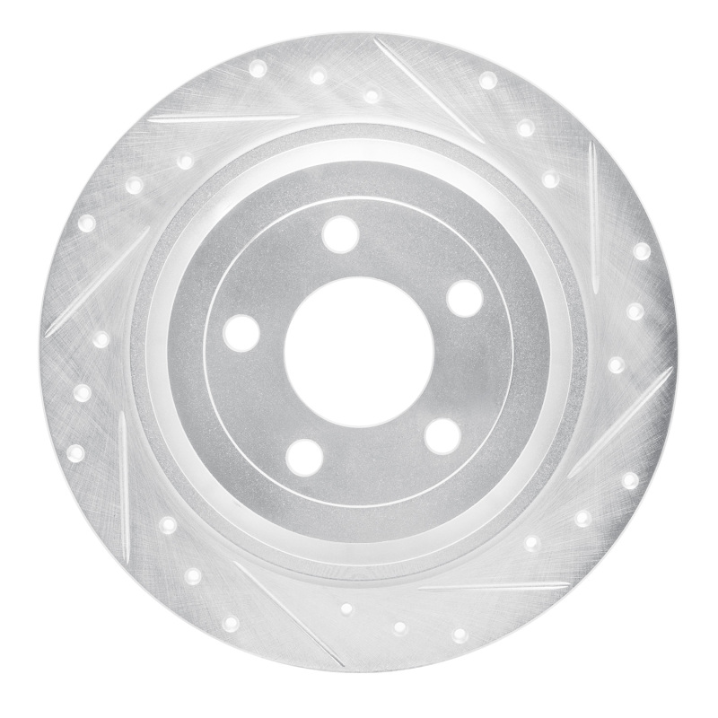 Picture of RNC Brake Rotor - Drill & Slot - R1 15-23 Ford Mustang Rear Right Drilled & Slotted Silver Brake Rotor rnc631-54076R