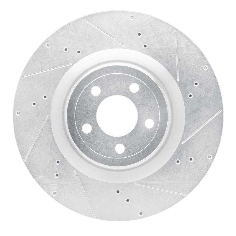 Picture of RNC Brake Rotor - Drill & Slot - R1 15-23 Ford Mustang Front Right Drilled & Slotted Silver Brake Rotor rnc631-54079R