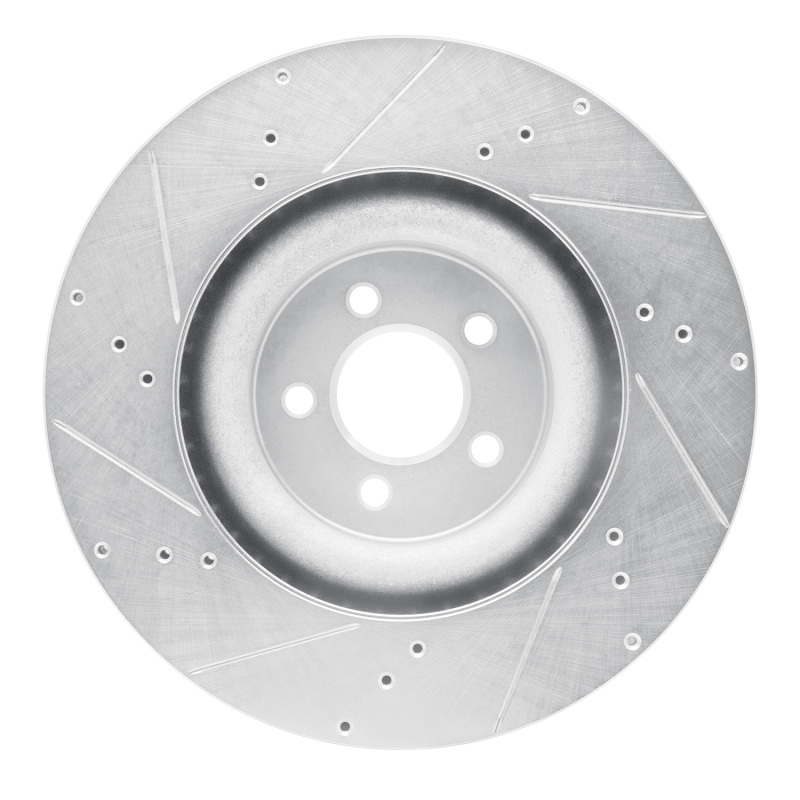 Picture of RNC Brake Rotor - Drill & Slot - R1 15-23 Ford Mustang Front Right Drilled & Slotted Silver Brake Rotor rnc631-54079R
