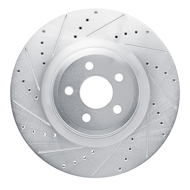 Picture of RNC Brake Rotor - Drill & Slot - R1 19-24 Ford Edge Front Left Drilled & Slotted Silver Brake Rotor rnc631-54274L