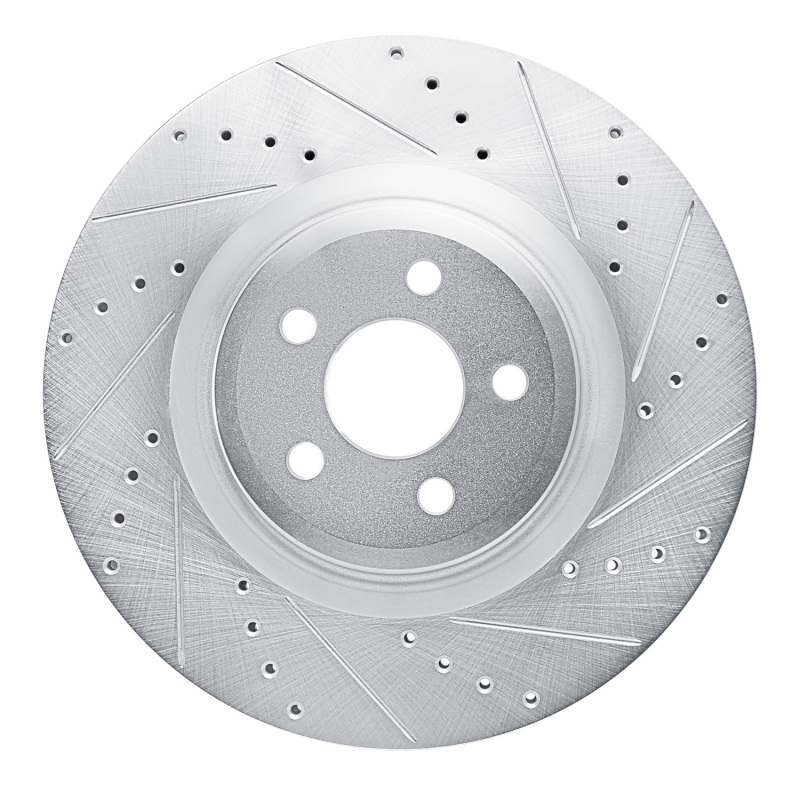 Picture of RNC Brake Rotor - Drill & Slot - R1 19-24 Ford Edge Front Right Drilled & Slotted Silver Brake Rotor rnc631-54274R
