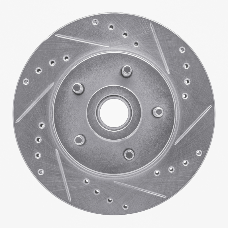 Picture of RNC Brake Rotor - Drill & Slot - R1 84-87 Lincoln CONTINENTAL Front Right Drilled & Slotted Silver Brake Rotor rnc631-55001R